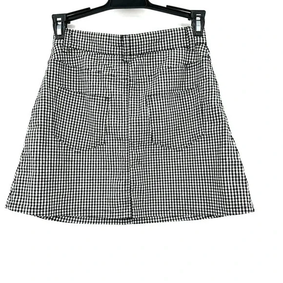 John Galt one size fits most/all black white gingham‎ print plaid mini skirt - Picture 2 of 4